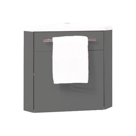 ONDEE ZEN - Lave-mains d'angle NINO - 53cm - Gris - Laqué - Livré en kit (1/5)
