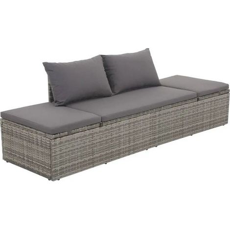 Bain de soleil réglable polyester et résine tressée gris Nasher (1/4)