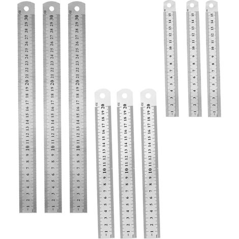 Kit de 9 règles mesure en acier inoxydable pour étudiants (1/5)