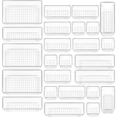 Lot de 25 organiseurs tiroir rangement polyvalents pour ustensiles cuisine et Transparent Points Inf茅rieurs 2 - (1/4)
