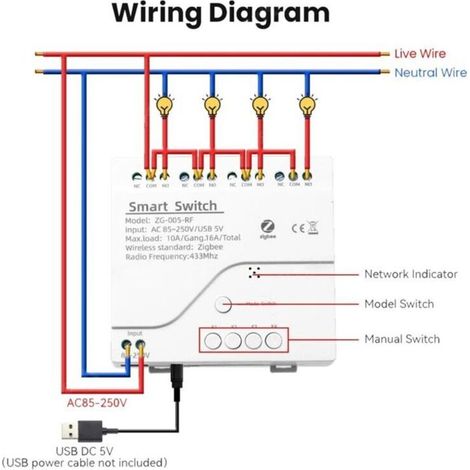Module Commutation Intelligent Zigbee 4 Canaux RF433 Domotique Relais Sans Fil Commande Vocale (1/3)