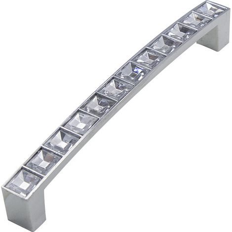 Poignées de tiroir en verre diamant, boutons de poignée d'armoire en cristal strass transparent pour commode, placard, cuisine (5, distance des trous 128 mm/5) (1/5)
