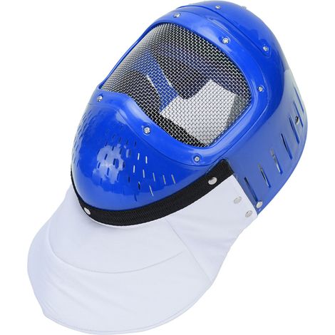 Casque de protection respiratoire en maille métallique pour enfants, idéal pour l'escrime au fleuret, au sabre et à l'épée (bleu). (1/5)