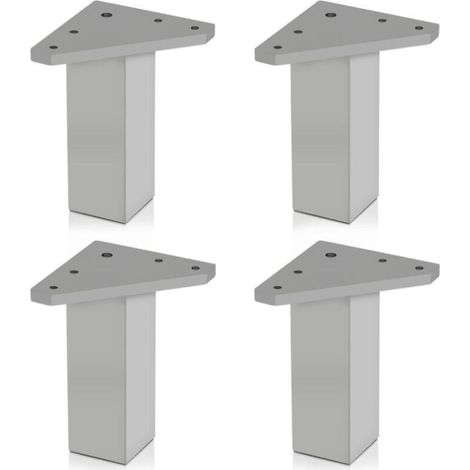 Lot de 4 pieds de meuble (10 cm), vis non incluses, couleur aluminium, pour meubles de salle de bain, armoires, étagères (1/5)