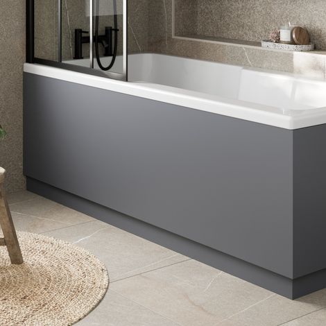 Grey Gloss 1700mm Front Bath Panel 18mm MDF Plinth Easy Cut Modern Bathroom (1/6)