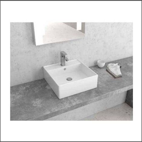 Lavandino da appoggio piccolo 38,5 cm quadrato bianco Litos-241 kamalu (1/2)