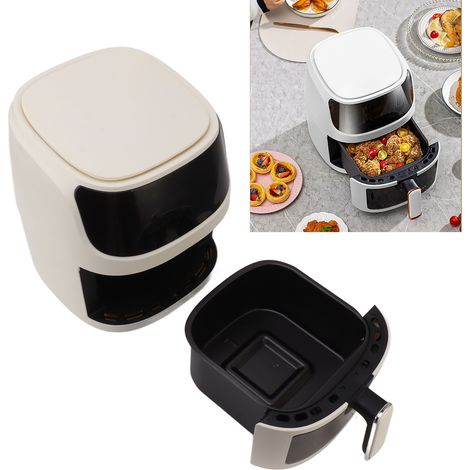 Freidora de aire caliente de 8,4 litros con cesta antiadherente y pantalla táctil: diseño compacto en blanco mate, sin grasa, fácil de limpiar. (1/5)