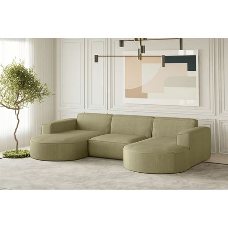 Wohnlandschaft U-Form Sofa PALMA in Stoff Scala Kiwi (1/2)
