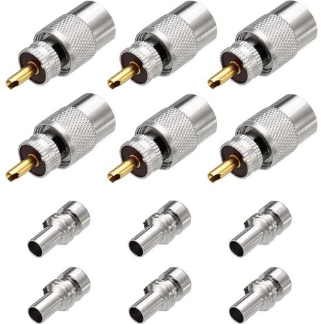 6 Pièces Connecteurs Coaxiaux PL259, Connecteurs à Souder Mâles UHF avec Réducteur UG-175 pour RG-58, RG-213, LMR195, RG142