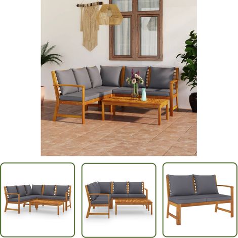 The Living Store 4-tlg. Garten-Lounge-Set mit Auflagen Massivholz Akazie - Gartenmöbel - Loungesessel - Outdoormöbel - Esszimmergarnitur - Holzsessel (1/5)