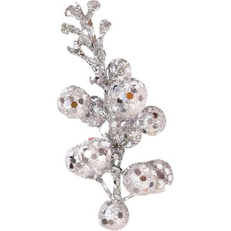 Décoration de Noël argentée à paillettes, guirlande réaliste en forme de boule de Noël scintillante, idéale pour les loisirs créatifs. Parfaite pour les fruits et les décorations DIY.-11.55cm-Silver (1/3)