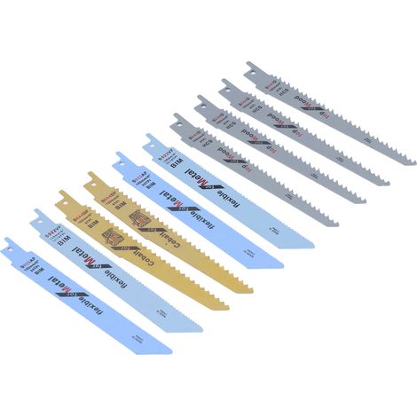 Lot de 10 lames de scie alternative bimétalliques en acier à haute teneur en carbone pour le bois et le métal. (1/5)
