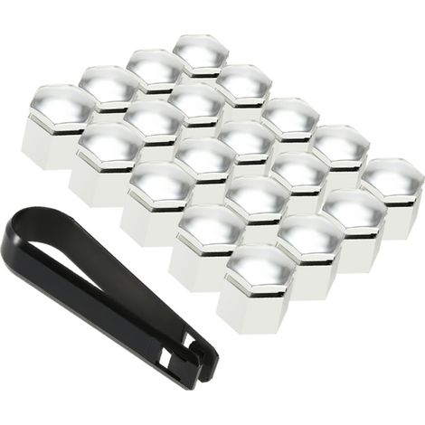 Lot de 20 cache-écrous de roue chromés argentés de 19 mm, compatibles avec Vauxhall et Opel. (1/4)