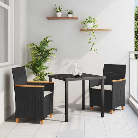 Conjunto de Comedor de Jardín 3 pcs Negro ratán sintético vidaXL (1/5)