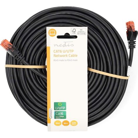 Nedis CAT6-Netzwerkkabel / RJ45 Stecker / RJ45 Stecker / U/UTP / 30.0 m / Rund / PVC / Schwarz / Label