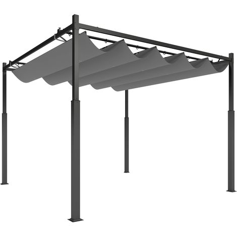 Freistehende Pergola 3x3m mit Schiebedach, UV-beständig