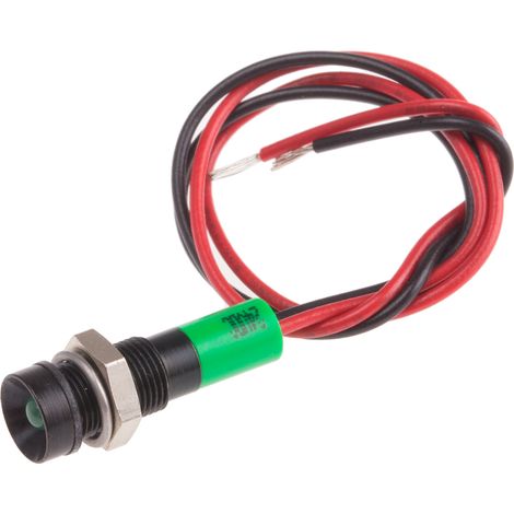 Voyant LED lumineux  Vert RS PRO, dia. 6mm, 24V c.c., taille de la lampe 3 mm, IP67 ( Prix pour 1 )