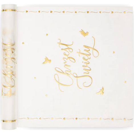 Tovaglia decorativa in organza per battesimo, colore oro, 30 cm, 5 m. (1/3)