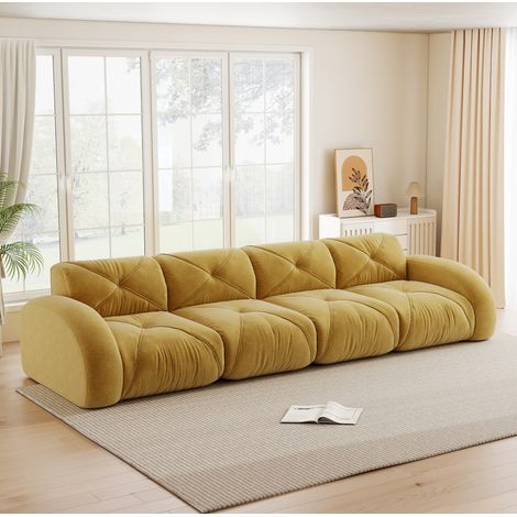 Sofá modular 358x95x76 cm amarillo en chenilla sin estructura y sin montaje (1/5)