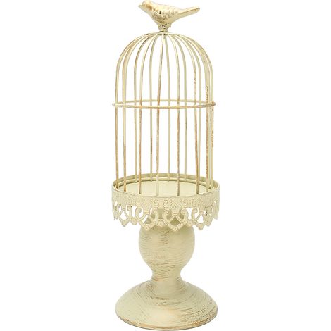 Bougeoir décoratif en forme de cage à oiseaux, bougeoir en métal en forme de cage à oiseaux, bougeoir vintage vieilli, objet de décoration pour bureau. (1/5)