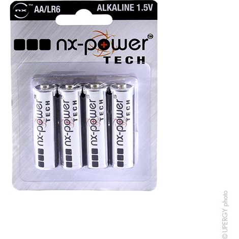 NX - Pile alcaline blister x4 LR6 - AA Nx-Power Tech 1.5V 3.4Ah (1/4)