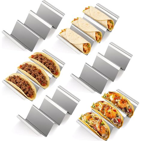 Lot de 6 Supports à Tacos, Acier Inoxydable, Design Vague, Poignées Ergonomiques, Pour Four Et Lave-vaisselle (1/5)