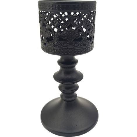 Bougeoir en métal Eid Ramadans avec un design ajouré-Noir M