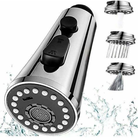 3 Modes Douchette Robinet Cuisine, XU, Extractible Douchette Evier Cuisine G1/2 Tête Robinet Cuisine Douchette Remplacement pour Salle de Bain Lavabo - KZQ (1/4)