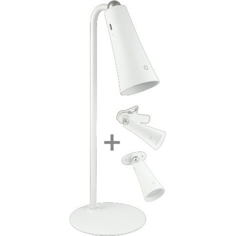 Lampada da Tavolo LED Tensai LTK300B 8W 4000K Dimmerabile 4 in 1 in Metallo Bianco con Base Multifunzione IP20