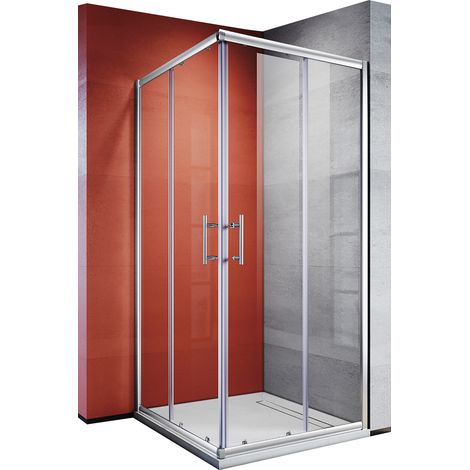 SONNI Cabina Doccia Ingresso Angolo Cabina Doccia Porta Scorrevole Vero Vetro H:185cm 80x80cm (1/5)