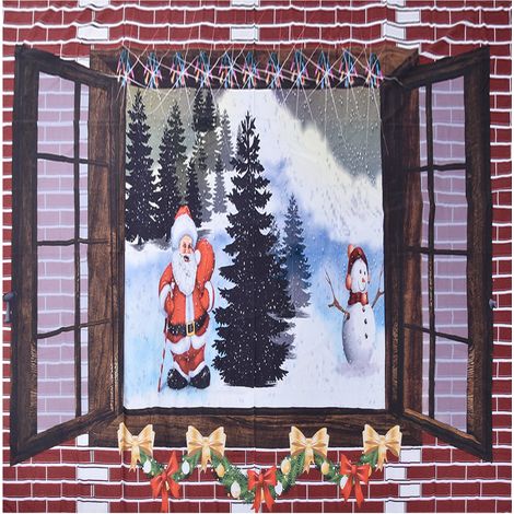 Weihnachtlicher Wandbehang mit Weihnachtsmann- und Schneemannmotiv, Dekoration für Schlaf- und Wohnzimmer, Fotohintergrund 230 x 180 cm (1/5)