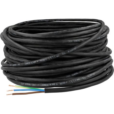 Câble souple H07RN-F 3G x 1,5 mm² 50m noir