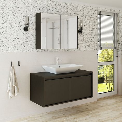 Roomart ATLANTIC-100 Bad-Set 3-tlg 100 cm breit, Schwarz-Eiche (1/5)