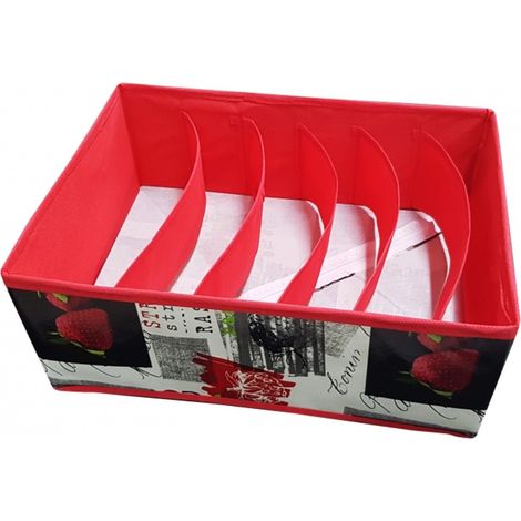 TrAdE Shop Traesio - Scatola Box 32x24x12 Cm 6 Comparti Biancheria Oggetti Contenitore Salvaspazio -
