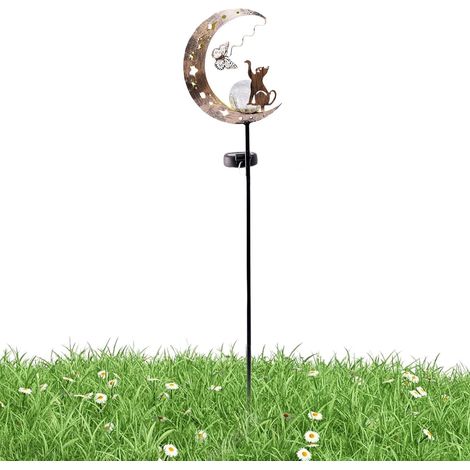 Garden Stakes Moon Cat Butterfly Decorative Lights Outdoor
