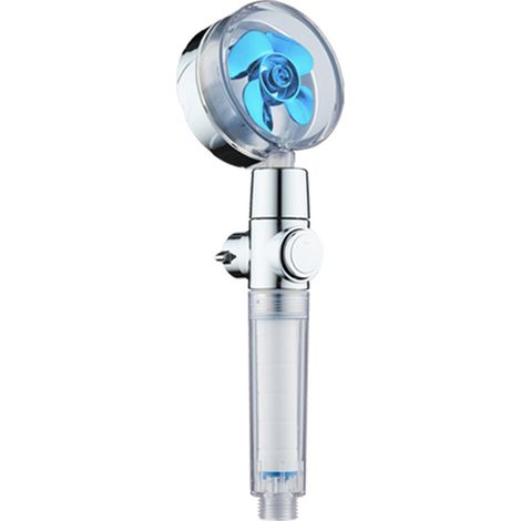 Cabezal de ducha de mano turbo con función de pausa/encendido, filtro de algodón, alta presión, boquilla giratoria G1/2, repuesto para baño, caudal ajustable. (1/5)