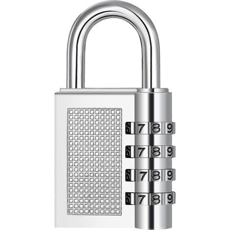 Cadenas à combinaison pour armoires de salle de sport, cadenas à 4 chiffres, cadenas à combinaison étanche pour l'extérieur, clôtures, portails, abris de jardin, cadenas numérique (argenté)
