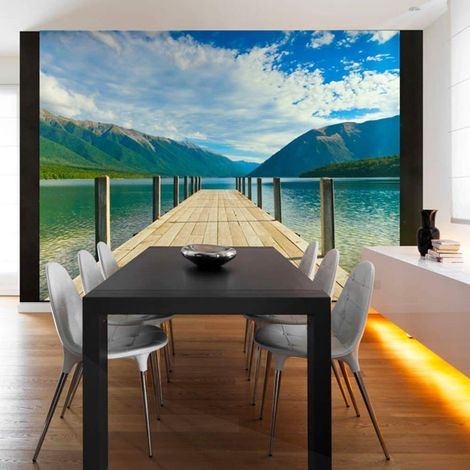 Papier peint entre lac et montagnes - 400 x 309 cm (1/4)