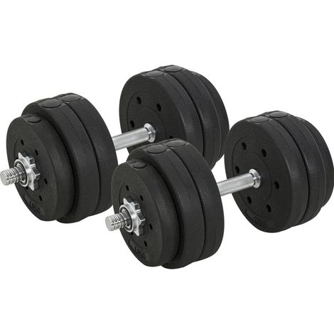 CHICFURN Set di manubri 30 kg in acciaio nero con impugnature antiscivolo (1/5)