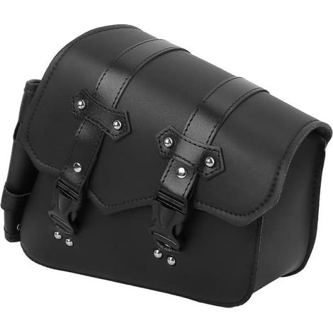 Sacoche latérale de moto suspendue, sacoche à outils avec porte-bouteille, sacoche de bras oscillant (côté droit, boucle détachable rapide, noire)