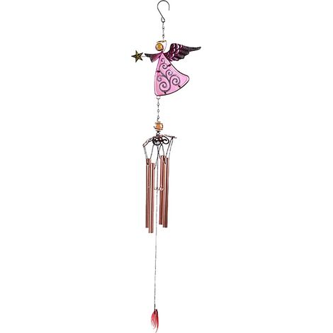 Dekoratives Windspiel mit einzigartigem Eckmuster, Metall-Engel-Windglocke für den Außenbereich - Rosa 2