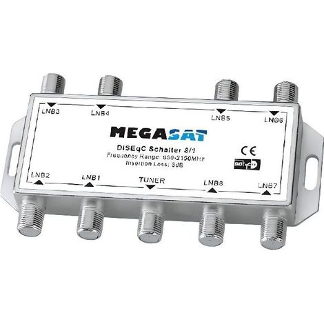 Commutateur DiSEqC 8/1 - Megasat - 8 Entrées - 1 Sortie - Full HD - 3D - 4K