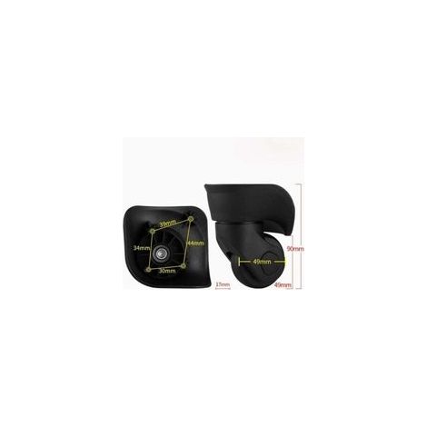Paire de roues de rechange universelles robustes, multidirectionnelles et silencieuses en caoutchouc pour la réparation de valises (petites, noires, 2 pièces) (1/5)