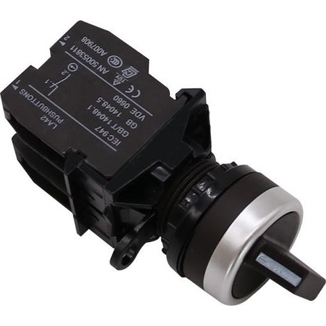 LA42-11X/2 Two-position rotary knob, two-way selector push-button switch, CJK22, 22mm opening, black handle. (1/3)
