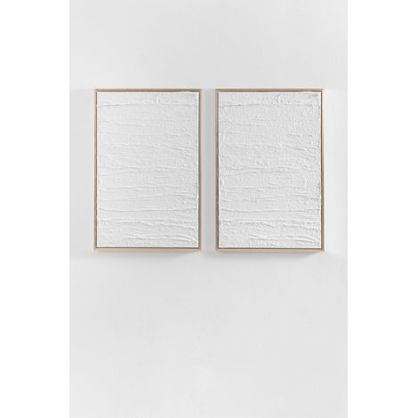 SKLUM 2er Set Deko-Bilder mit Gipsrelief (60x90 cm) Leclerc Weiss