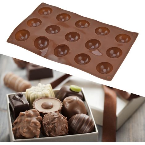 Moule Silicone pour Bombes Chocolat - 3 Pcs Moule Demi-Sphère 15 Cavités Diamètre 3.8cm Baking Mold Résistant -30℃ à 230℃ (1/5)