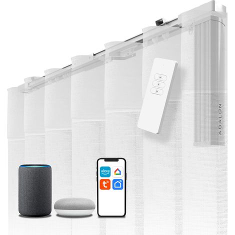 ABALON Binario Motorizzato per Tende Perfect Wave, Motore WiFi Compatibile con Alexa, Google Home e App Mobile Tuya Smart, Telecomando, Larghezza fino a 2 metri, Bianco (1/5)