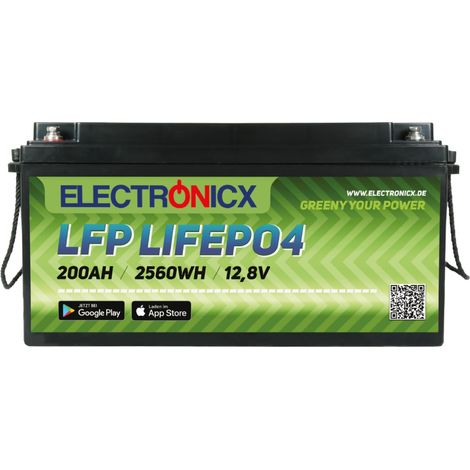 Electronicx LiFePO4 2560Wh 200Ah LFP Bluetooth APP Lithium-Eisenphosphat - Auto Radio Adapter iPhone iPad iPod - Versand DE (1/5)