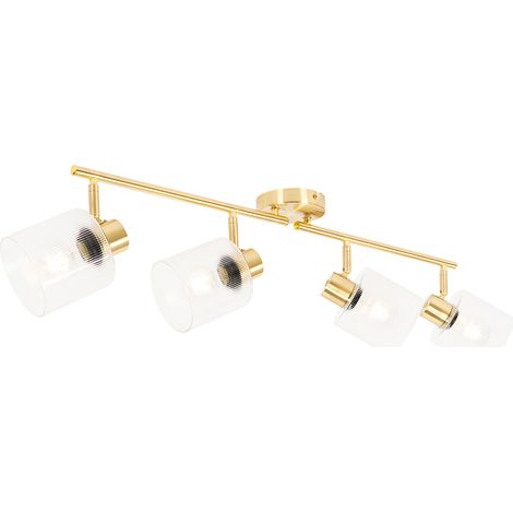 QAZQA Faretto laura - Art déco - Vetro,Acciaio - Oro - Oblungo Max. 4 x Watt
