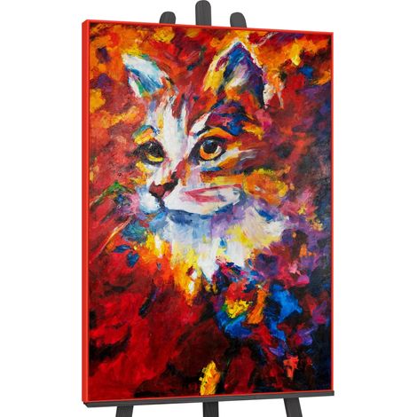 Gemälde Abstrakter Kater Rahmen Rot 120x80 cm (1/4)